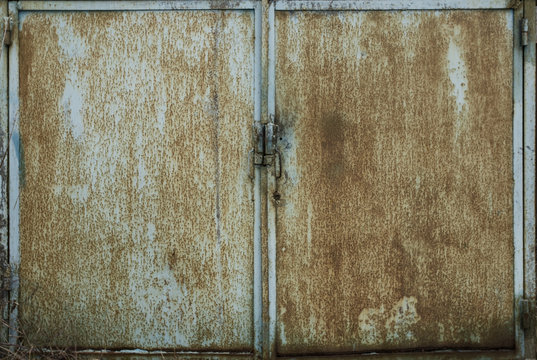 old metal warehouse door, hangar, high resolution photo
