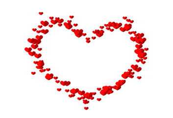 Heart set of small red hearts