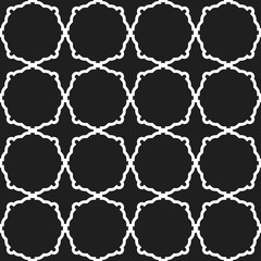 Seamless vector black and white ornament in arabian style. Geometric abstract background. Pattern for wallpapers and backgrounds