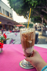 iced coffee frappe with ice cream