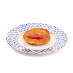 Thick pancake with the currant jam