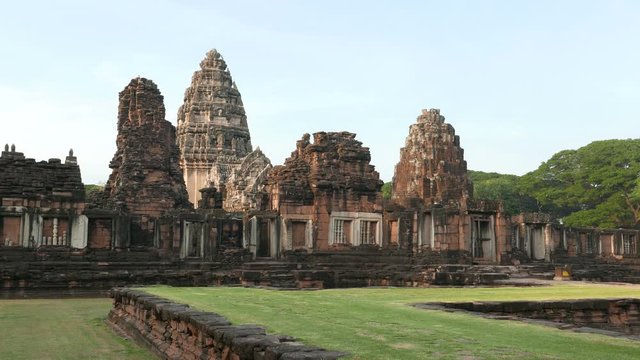 Phimai Historical Park, ancient Khmer settlement, temple, old ruins and travel destination in North East Thailand.