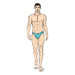 Fototapeta premium Vector Sketch Fashion Male Model in Underwear