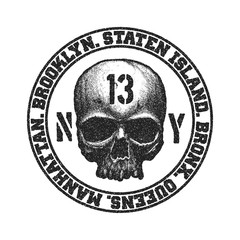 Black and white skull.