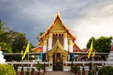 NONTHABURI,THAILAND-SEP 2: Landscape of beautiful old temple in Nonthaburi Thailand on September 2, 2016.