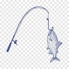 fish on the hook icon vector