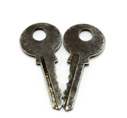 Old key isolated on white background