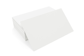 Stack of blank business card on white background. 3d rendering