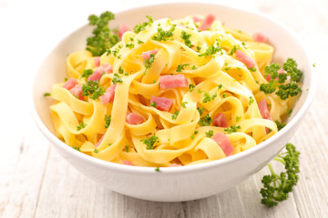 tagliatelle with bacon and parsley