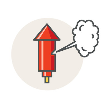 Old Factory Steam Whistle. Vector Red Horn Icon. Flat Style Design.