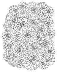 Hand drawn zentangle flowers for adult anti stress.