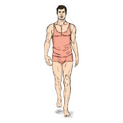 Fototapeta premium Vector SketchFashion Male Model in Underwear