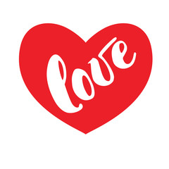 Hand drawn typography inspirational word Love. For greeting cards, Valentine s day, wedding, posters, prints or home decorations. Vector illustration