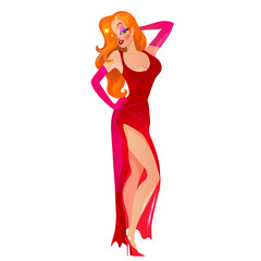 young sexy woman character isolated on white background