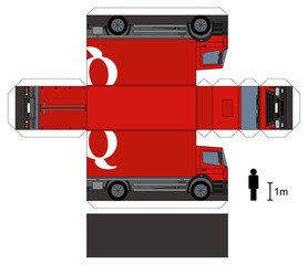 Paper model of a red delivery truck