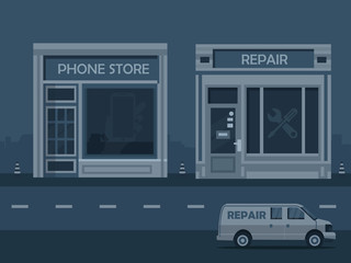 Repair store flat illustration