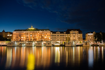Fototapeta na wymiar Sailboats at Stockholm's waterfront. Sweden. 31.07.2016