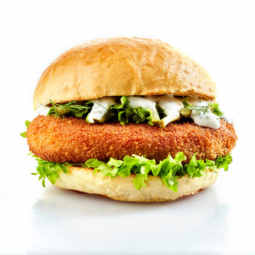 Breaded Chicken Burger With Fresh Salad