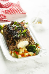 Meat loaf or Falscher Hase, stuffed with hard boiled eggs