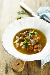 Eel soup. Traditional recipe from northern Germany