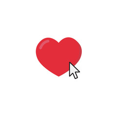 Online Dating Illustration, Love Shape with Cursor

