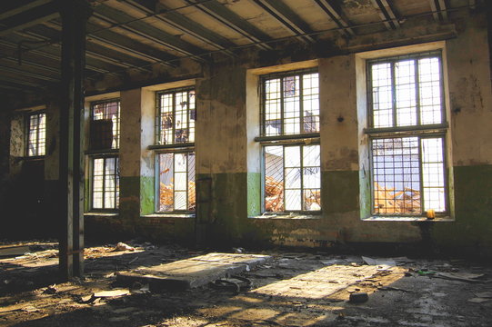 The ruins of the old factory building.