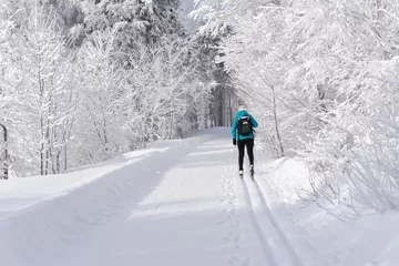 Wandaufkleber Groomed ski trails for cross country skiing with single cross-co © msnobody