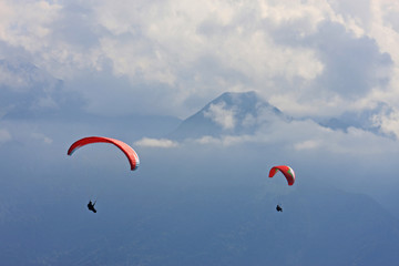 Paragliders in the French Alps