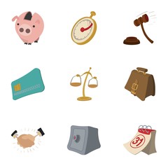 Marketing icons set, cartoon style