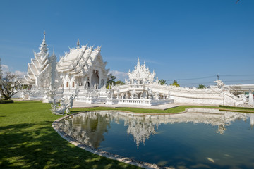 The Buddhist Wat Rong Khun or white temple in Chiang Rai norther