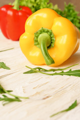 bell pepper, green salad and arugula