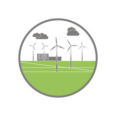 Green energy power plant ecology vector simple illustration