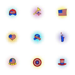 Holiday independence day of USA icons set