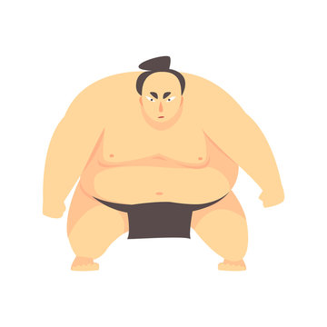 Japanese Fat Sumo Martial Arts Fighter, Fighting Sports Professional In Traditional Fighting Sportive Clothing