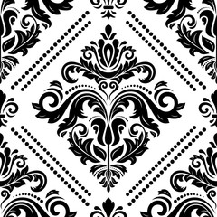 Seamless classic vector black and white pattern. Traditional orient ornament. Classic vintage background