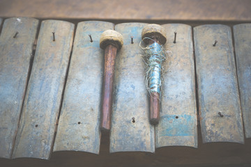 Burmese music instruments, image filter vintaged