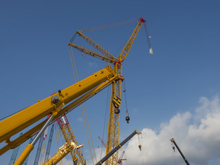 Fototapeta na wymiar Crawler Crane and their tower and pulley