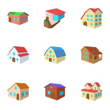 Structure icons set, cartoon style
