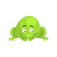 Upset Green Frog Funny Character Childish Cartoon Illustration