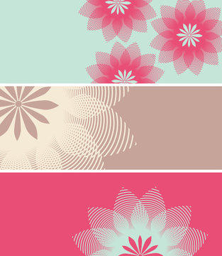 bookmarks with a stylized lotus flower in pink and blue shades