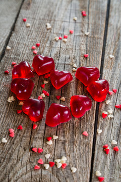 Valentine's day concept - heart shaped sweets on rustic background