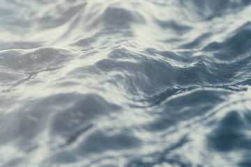 Sea wave close-up, low angle view with bokeh effects. 3d rendering