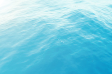Blue water background with ripples, sea, ocean wave low angle view. Close-up Nature background. Hard focus with selective focus. 3d rendering