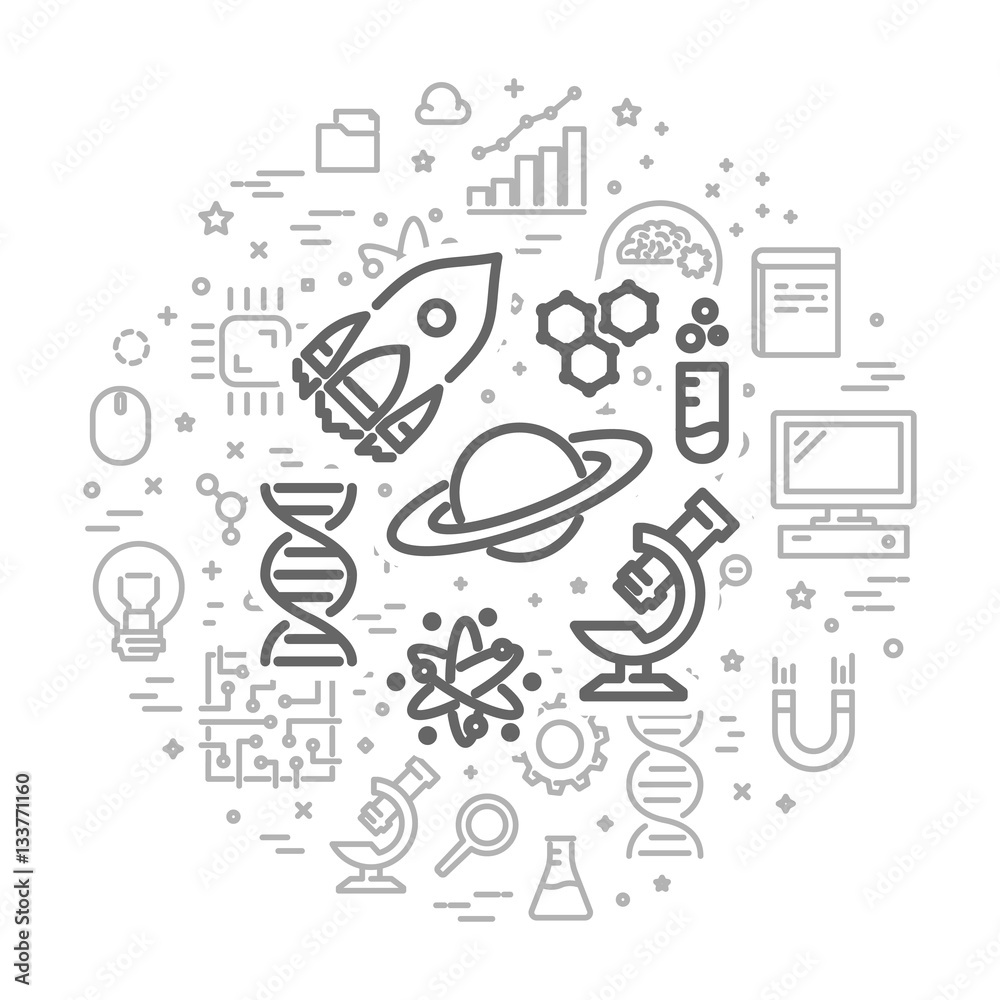 Poster vector line web concept for science
