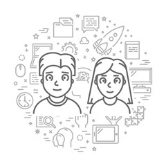 Round line concept for back to school