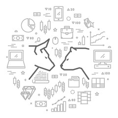 Vector line concept for stock market