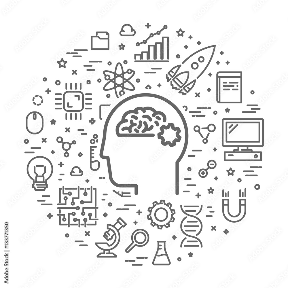Sticker vector line web concept for science