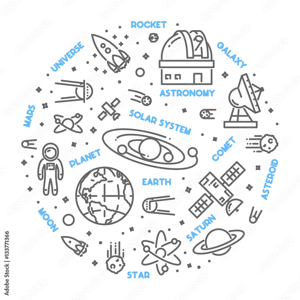 Wall mural vector line design web concept for astronomy