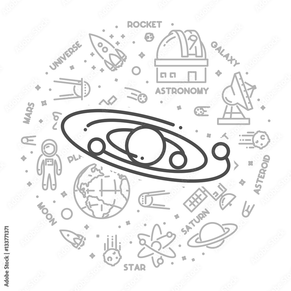 Wall mural vector line design web concept for astronomy