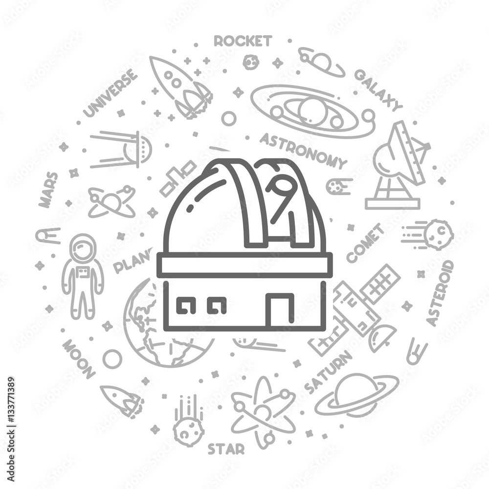Poster vector line design web concept for astronomy